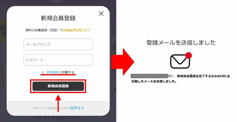 「0円でお試し」をクリックし、無料会員登録をする
